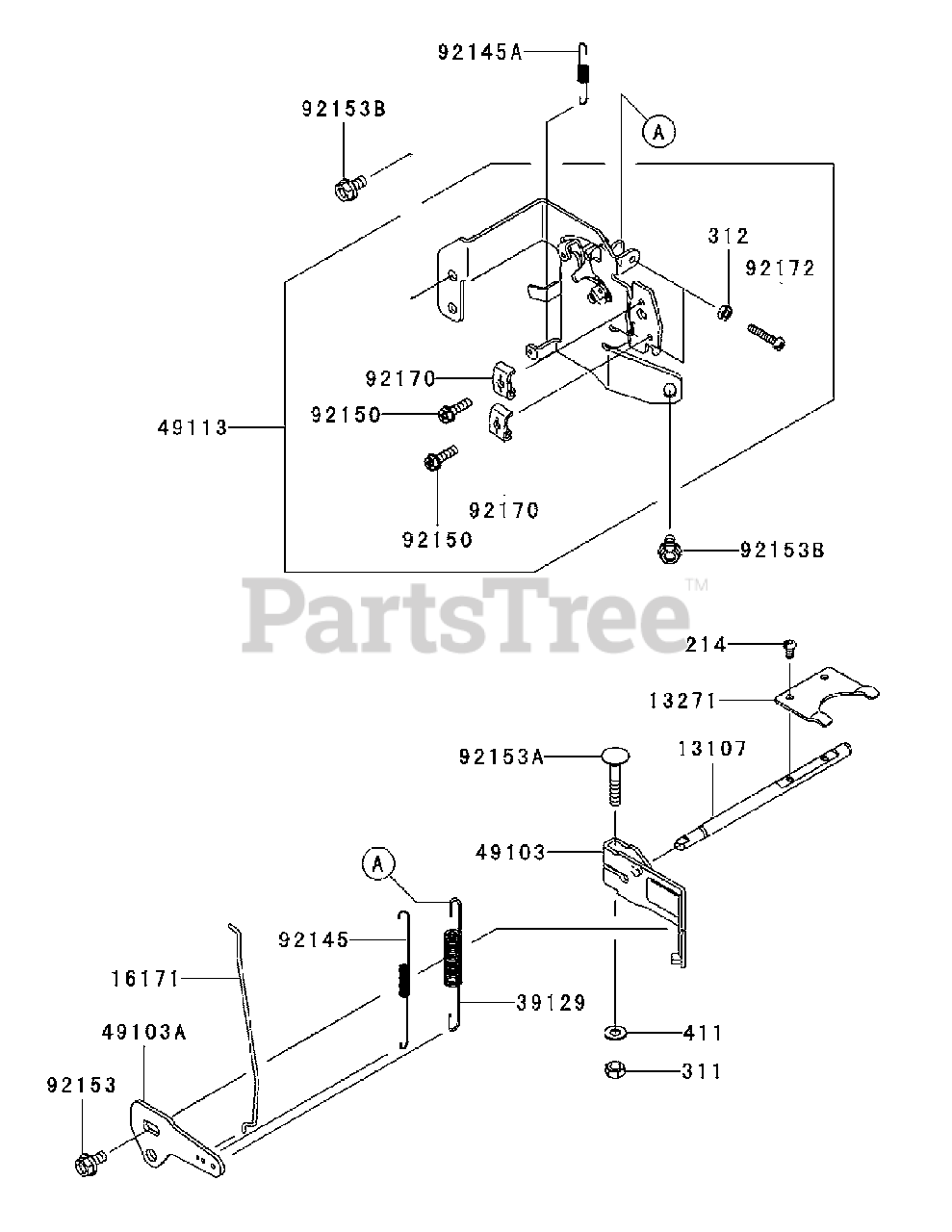 Cub Cadet LTX 1050 KW 13WF91AP010 Cub Cadet 50 Lawn Tractor 2010 Before Kawasaki FR651V Control Equipment Parts Lookup with Diagrams PartsTree