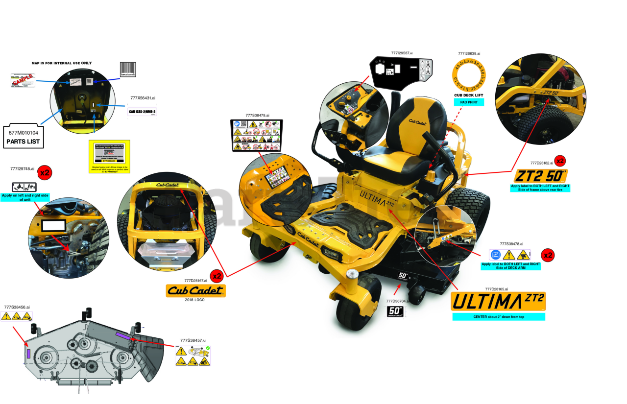 Cub Cadet ZT250 KW FAB (17AIEAC2A10) Cub Cadet Ultima 50" ZeroTurn