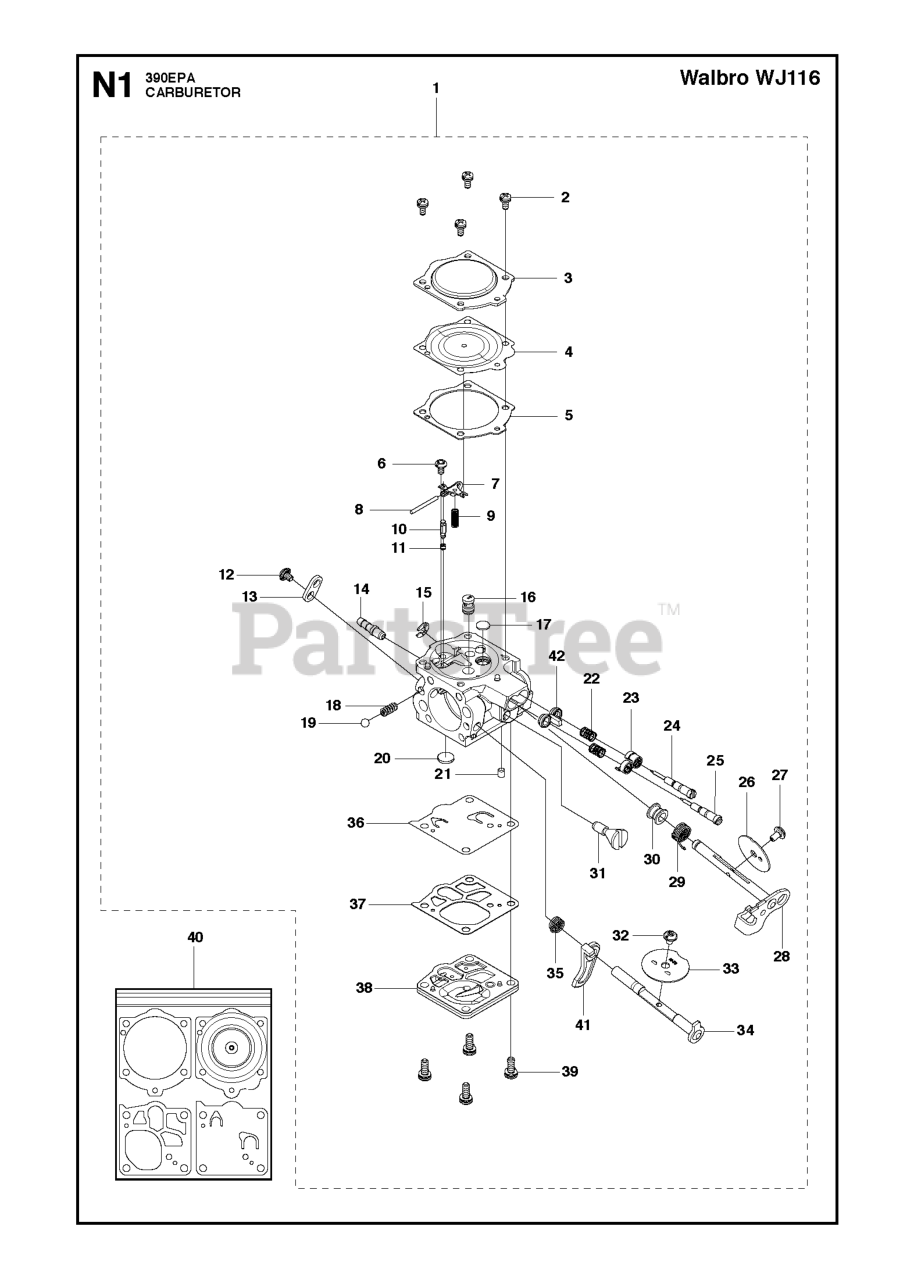 Husqvarna 390 XP/XPG/XPW Husqvarna Chainsaw CARBURETOR Parts Lookup