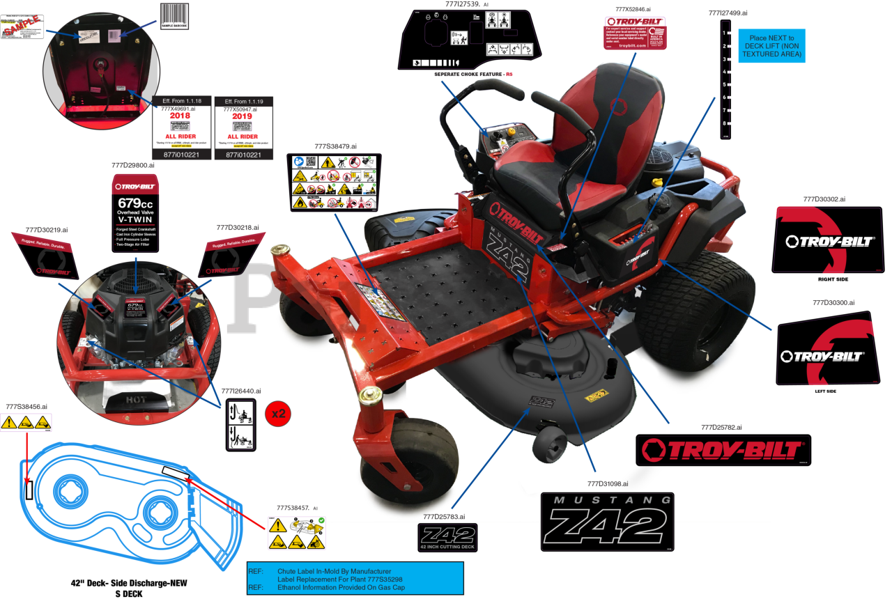TroyBilt Z 42 (17AAFACS023) TroyBilt Mustang 42" ZeroTurn Mower