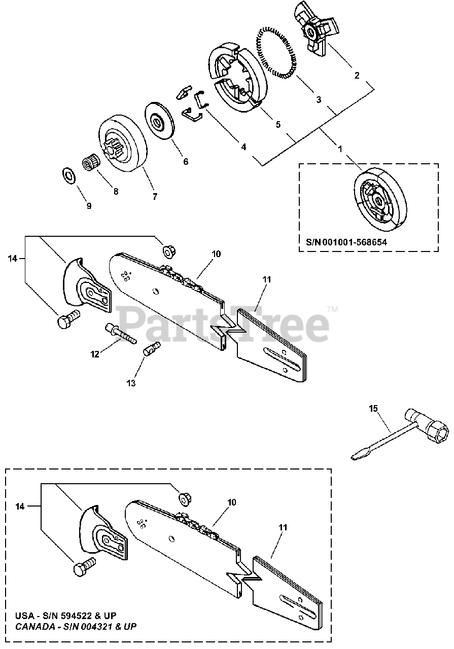 Echo CS3450 Echo Chainsaw (Type 1E) Clutch, Guide Bar, Tools Parts