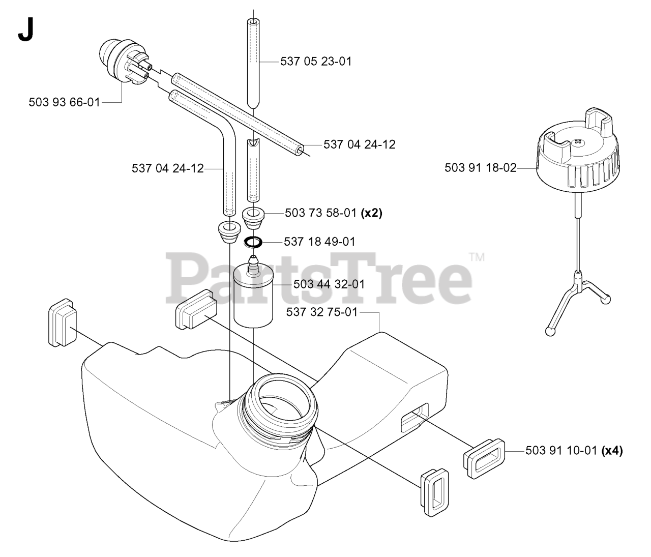 Husqvarna 335 R Husqvarna String Trimmer FUEL TANK Parts Lookup with