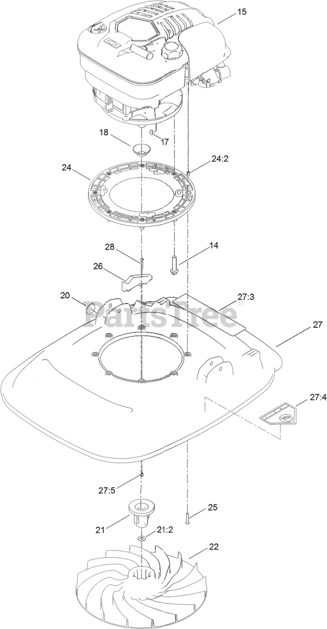 Toro 02610 Toro HoverPro 450 Walk Behind Mower SN 400000000 403229999 Engine and Deck Assembly Parts Lookup with Diagrams PartsTree