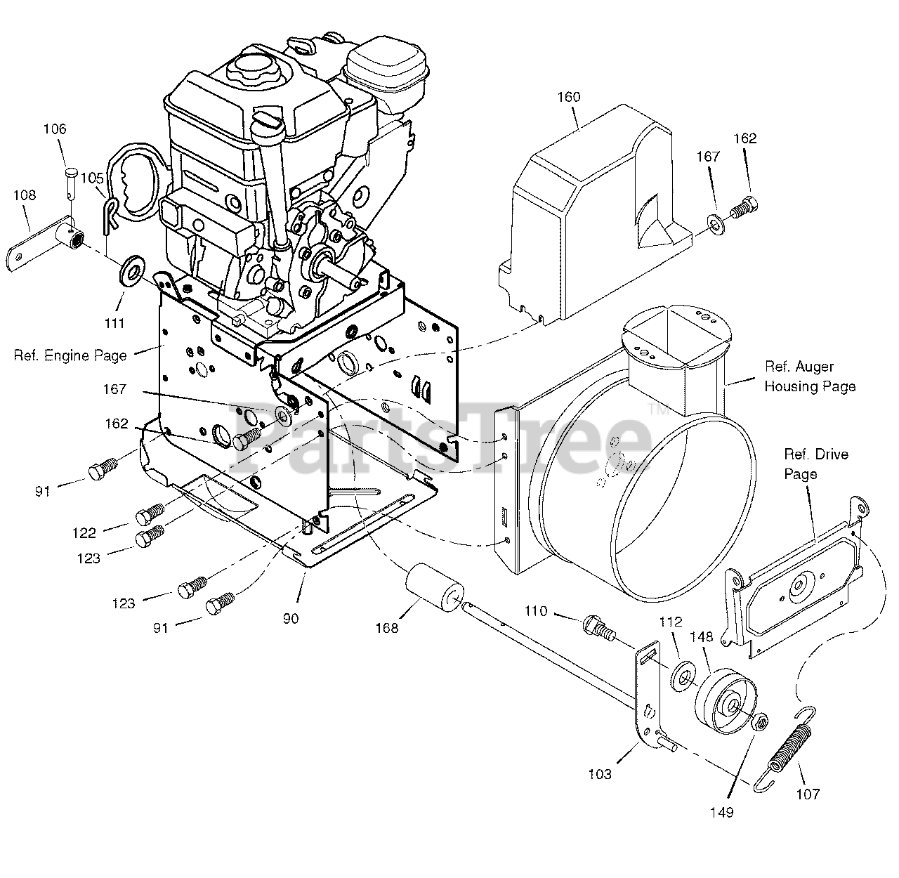Murray 1695539 Murray 24" Snow Thrower (2008) Frame Parts Lookup with