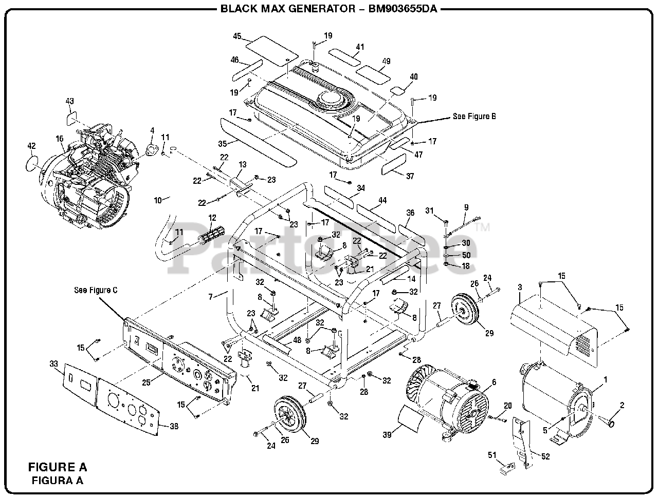 Black Max BM 903655 DA Black Max 3650 Watt Generator Figure A Parts
