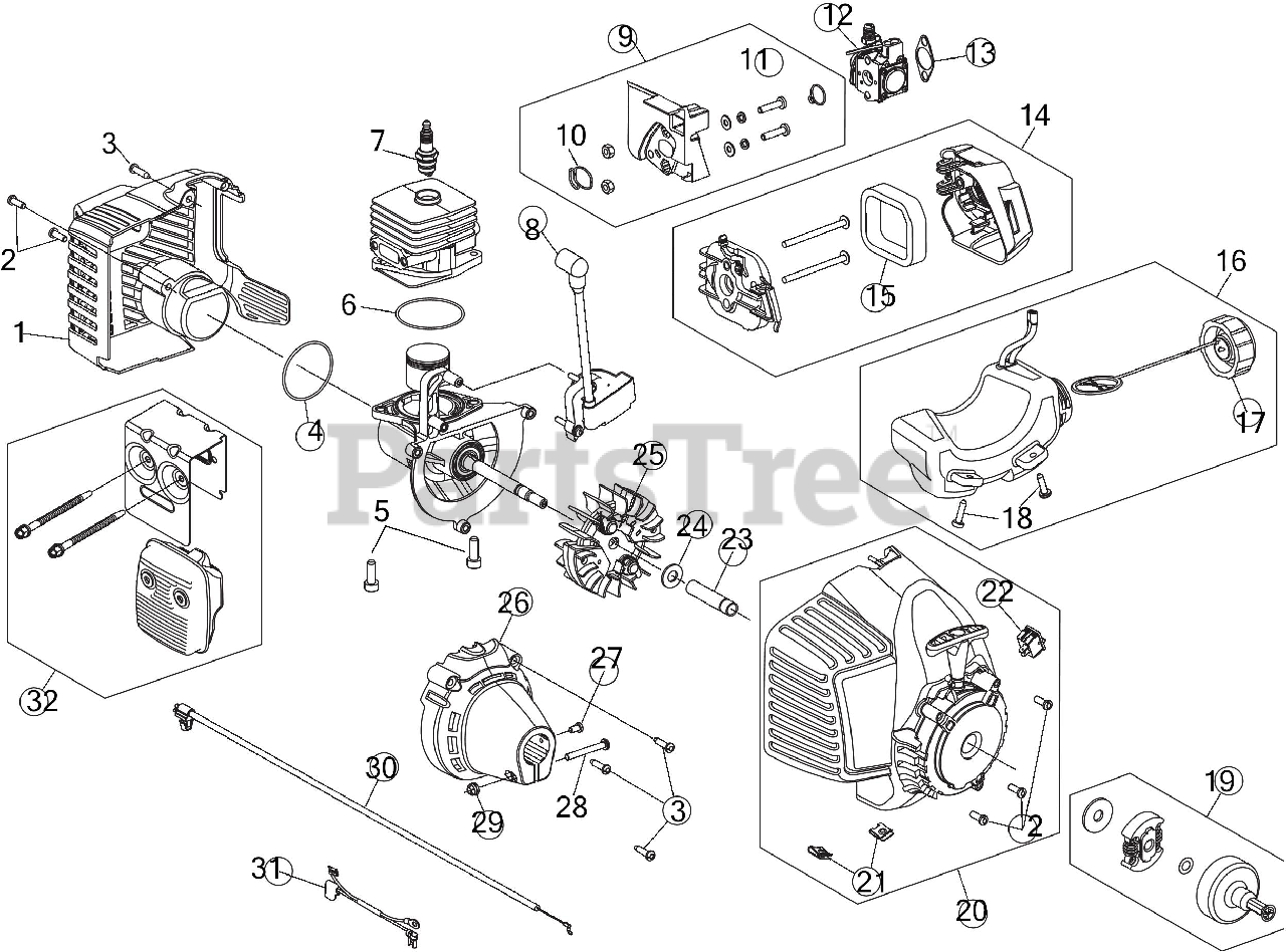 Bolens BL 110 (41AD120G965) Bolens String Trimmer Engine Assembly
