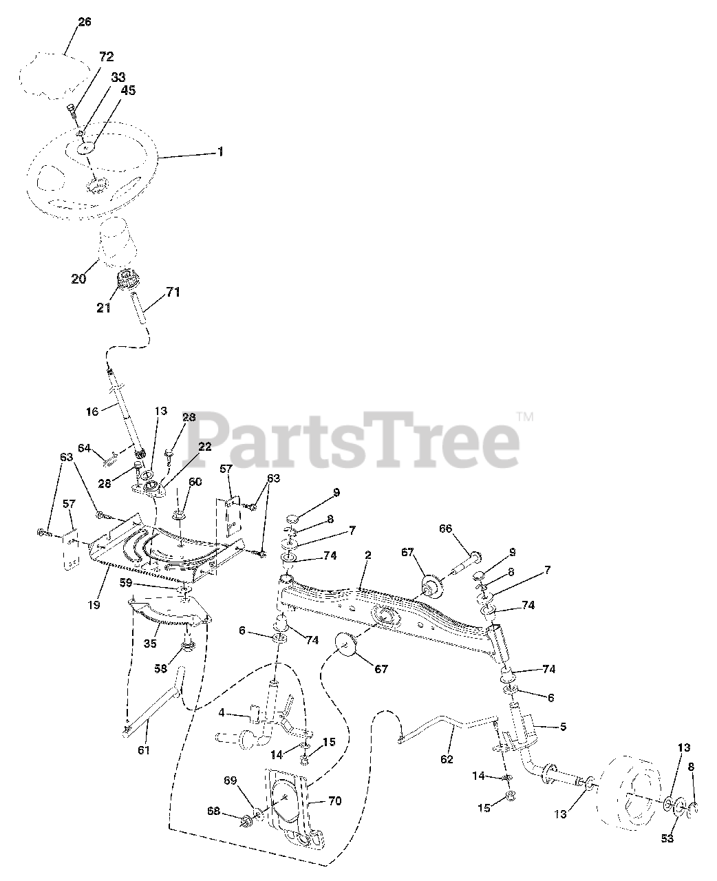 Yard King 7800735 (96042010000) Yard King 42" Lawn Tractor, 17.5hp (2011) Steering Group