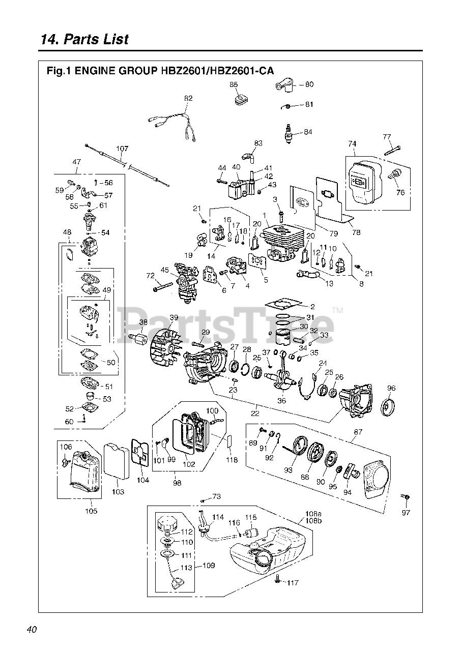 RedMax HBZ 2601-CA - RedMax Handheld Blower, CARB (SN: 60100101 & Above