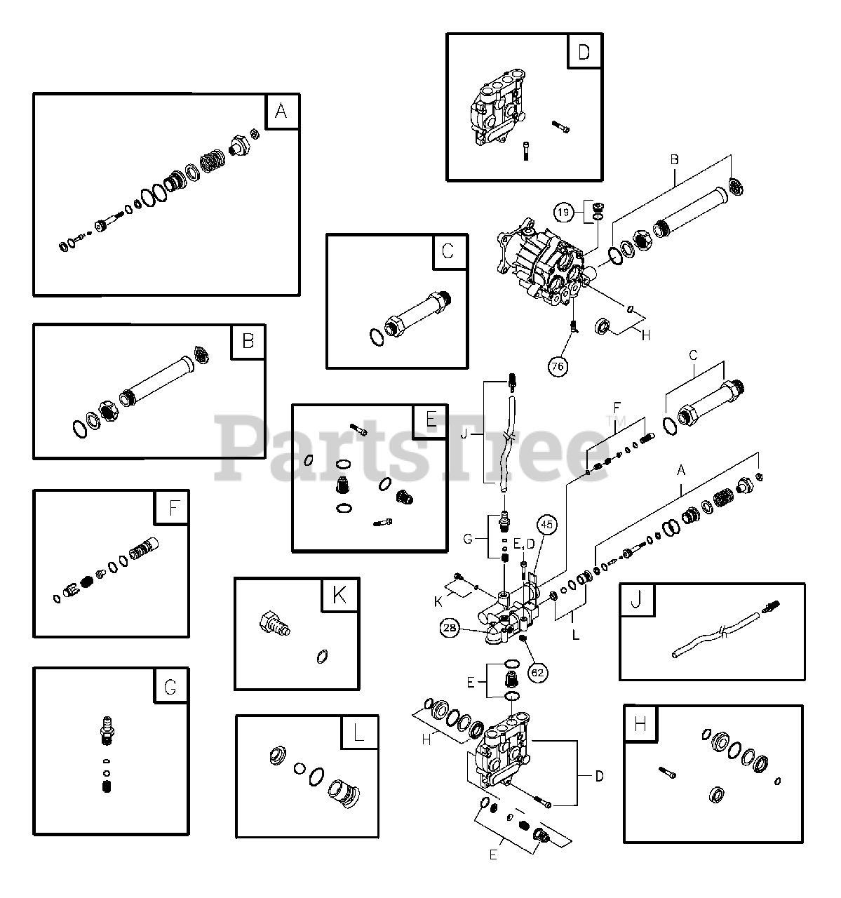Brute 0203020 Brute 2,800 PSI Pressure Washer Pump Parts Lookup with