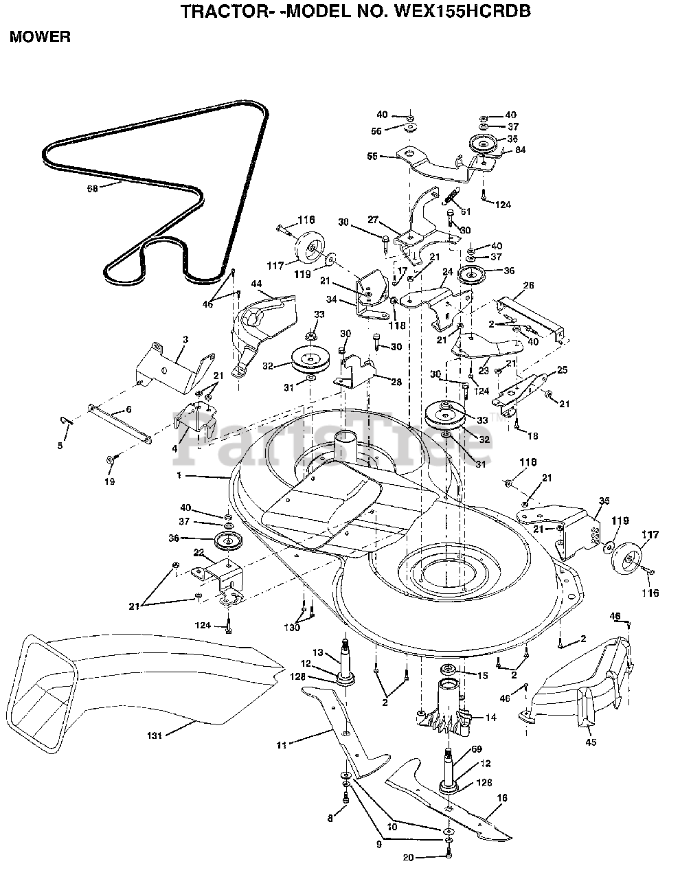 Weed Eater WEX 155HCRD B - Weed Eater Lawn Tractor MOWER Parts Lookup ...