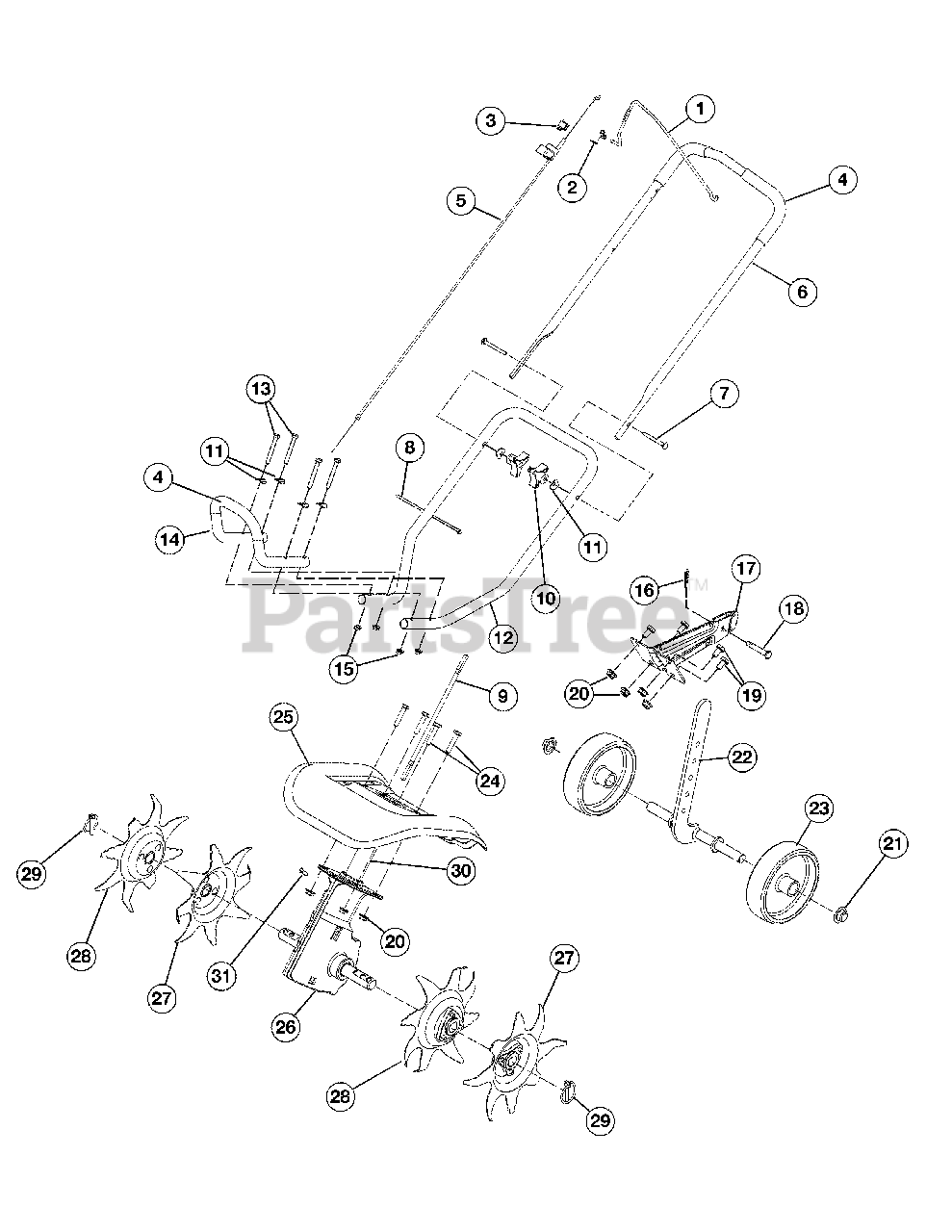 MTD 21AA144R978 MTD Tiller (2009) General Assembly Parts Lookup with