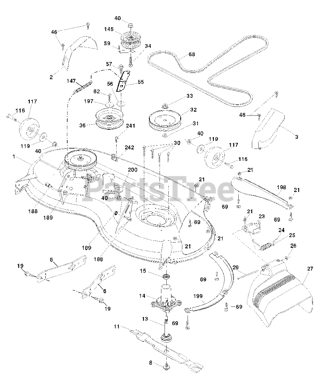 Husqvarna yth20k46 deck 2025 parts