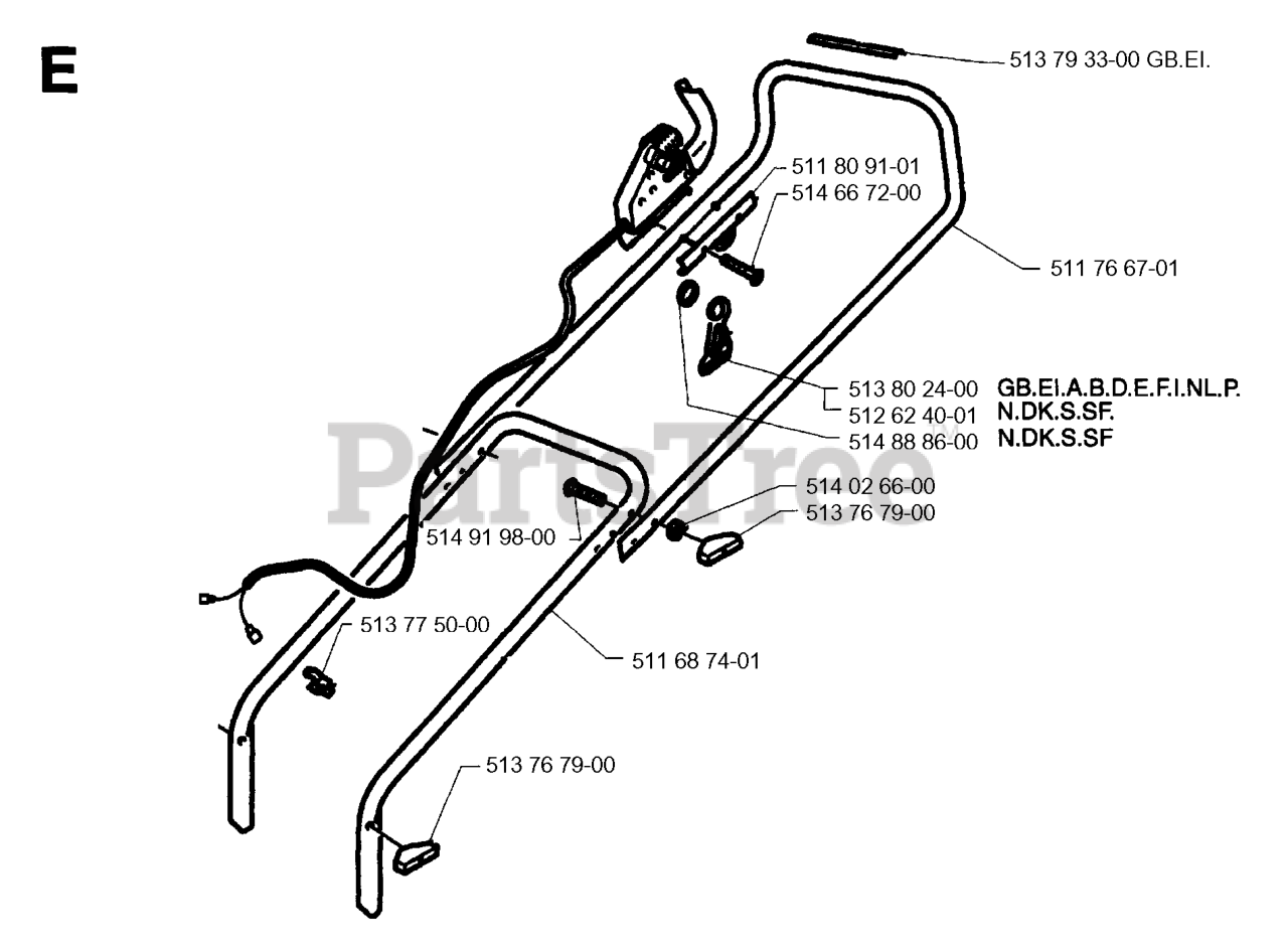 Husqvarna Royal 36 EL Husqvarna WalkBehind Mower HANDLE & CONTROLS