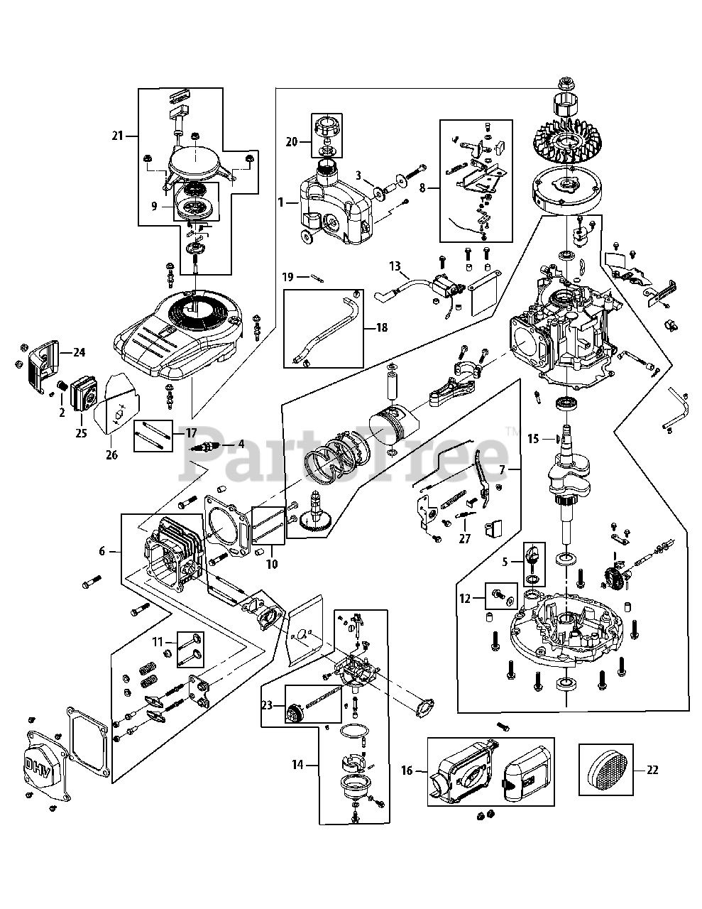 TroyBilt 1P61N0 TroyBilt Engine Engine Assembly 1P61N0 Parts Lookup