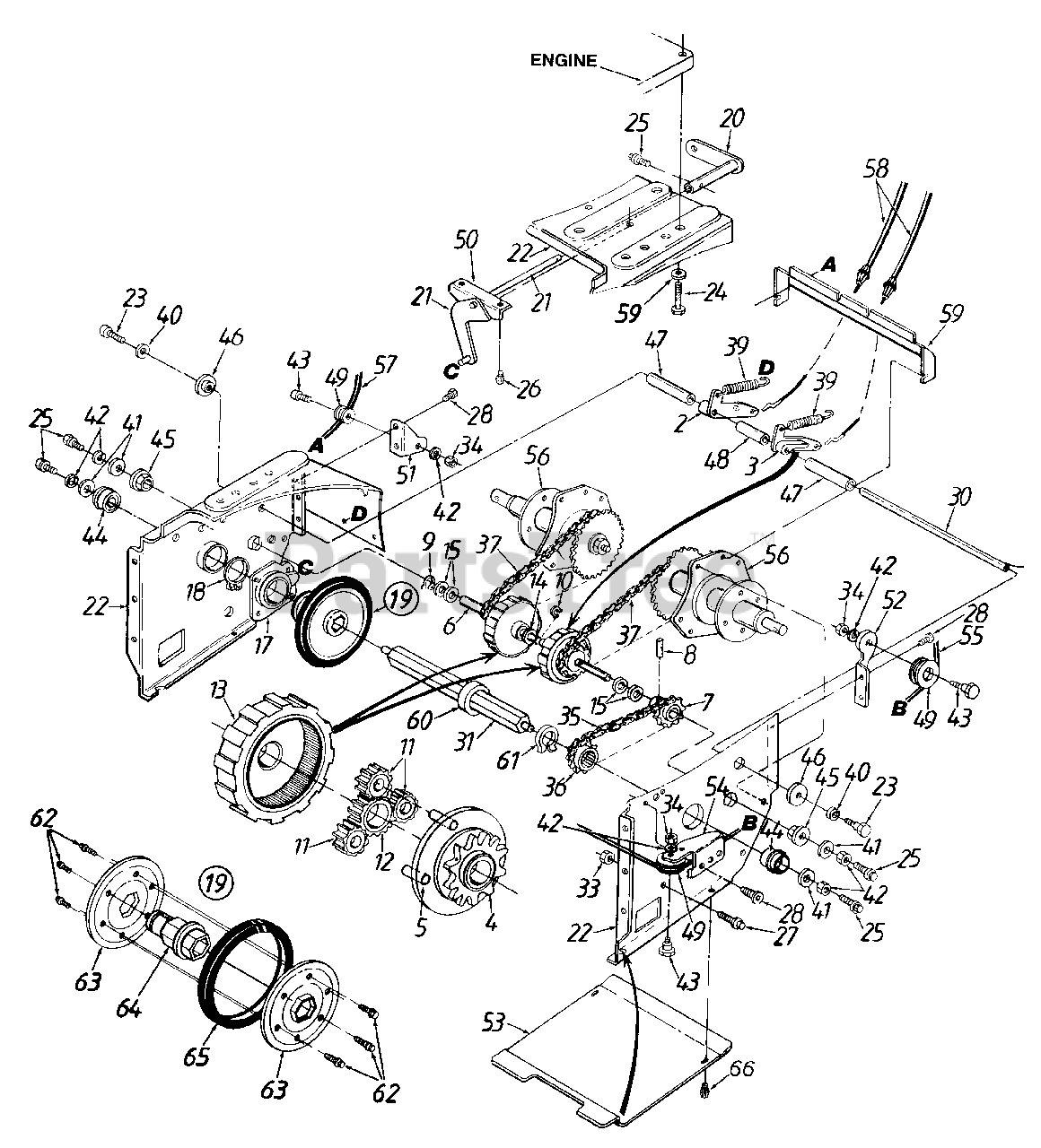 MTD 314-642F000 - MTD Snow Thrower (1994) Drive Shaft Assembly Parts