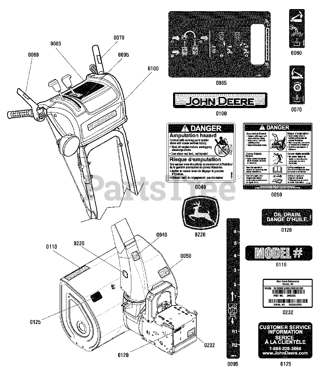 John Deere 1130 SE (1695623) John Deere 30" Snow Thrower (2009) Decal