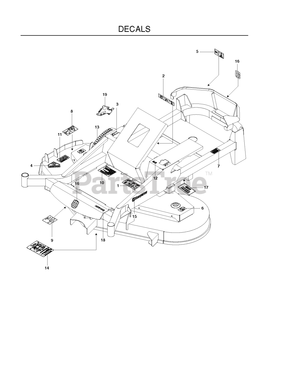 Husqvarna MZ 6128 ZT (96661310200) Husqvarna 61" ZeroTurn Mower (201110) DECALS Parts