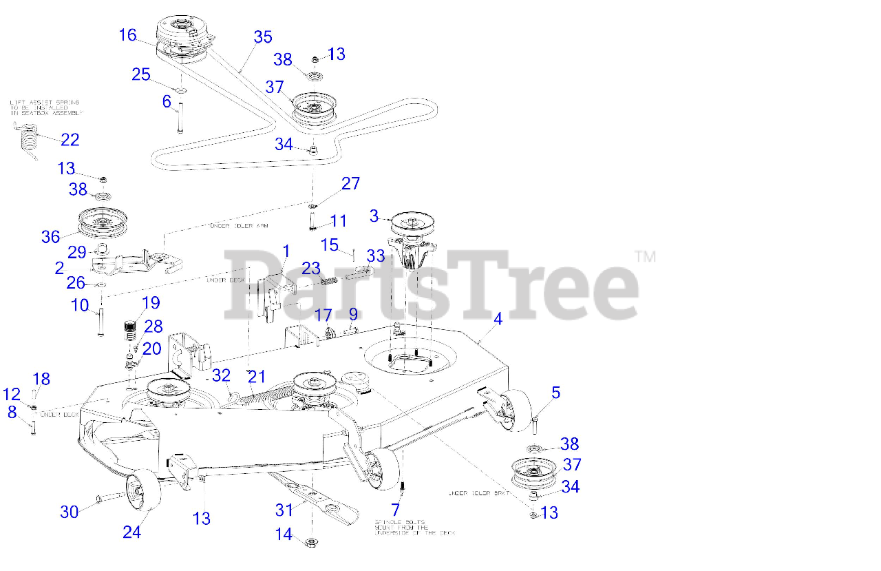 Troy bilt mustang 50 deck belt diagram sale