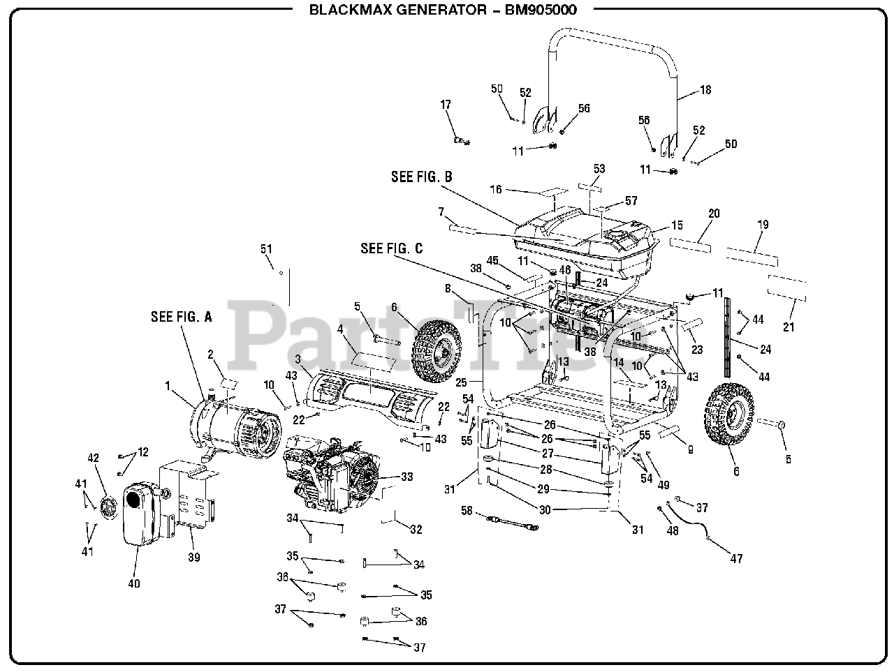 Black Max BM 905000 Black Max 5000 Watt Generator General Assembly