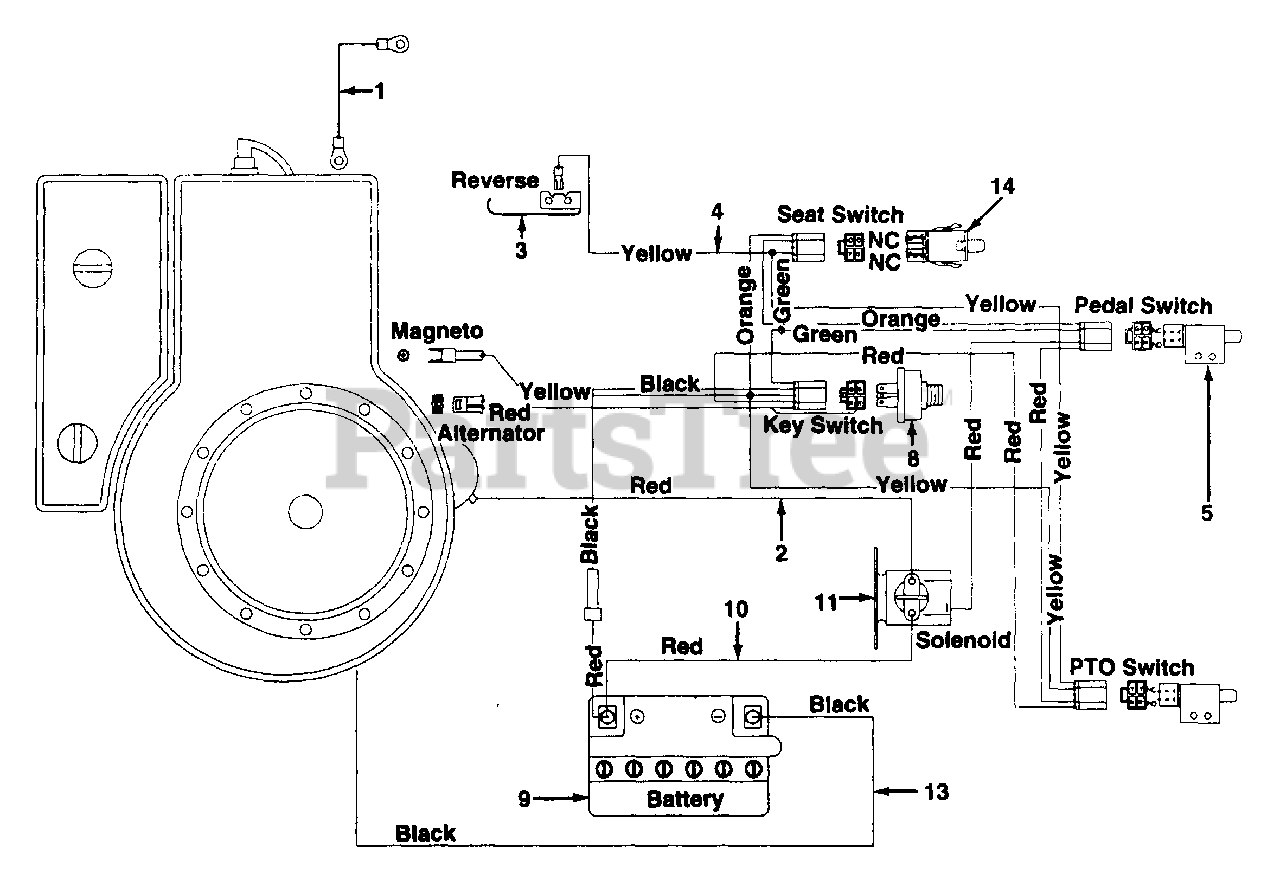 Garden Tractor 5 Prong Ignition Switch Wiring Diagram from www.partstree.com