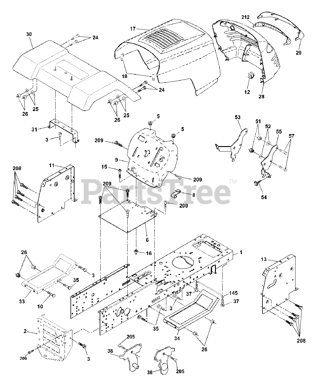 Poulan 259724 Poulan Lawn Tractor (2001) Chassis And Enclosures Parts