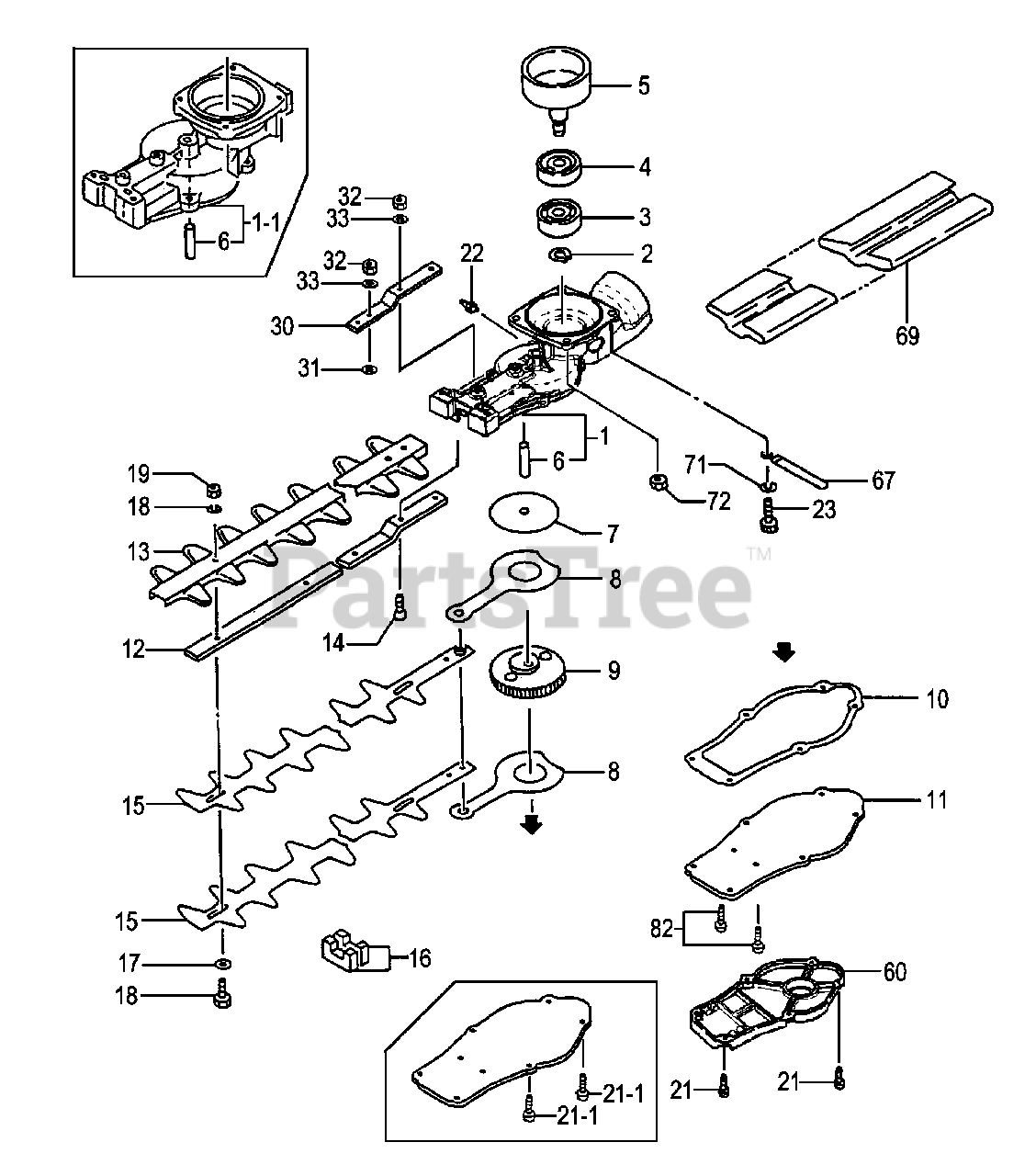 Tanaka HTD2522PF Tanaka 22" Hedge Trimmer Clutch Drum, Gear Case