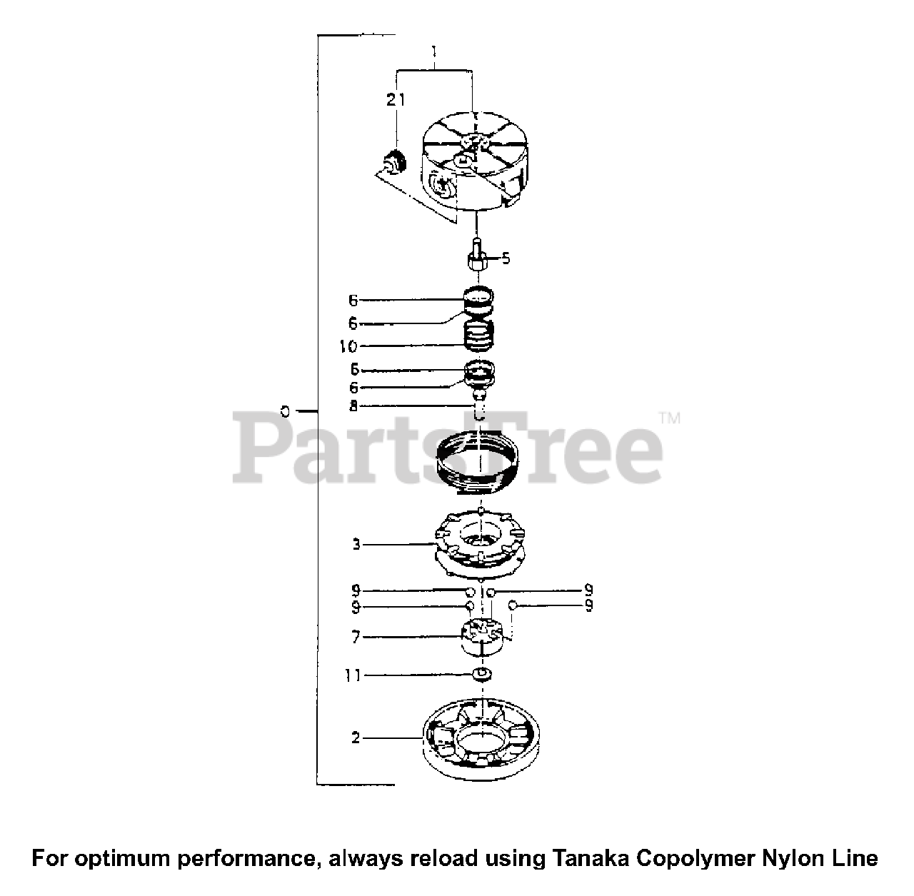 Tanaka TBC220 Tanaka Brush Cutter Head, Cutting, TH95 Parts Lookup