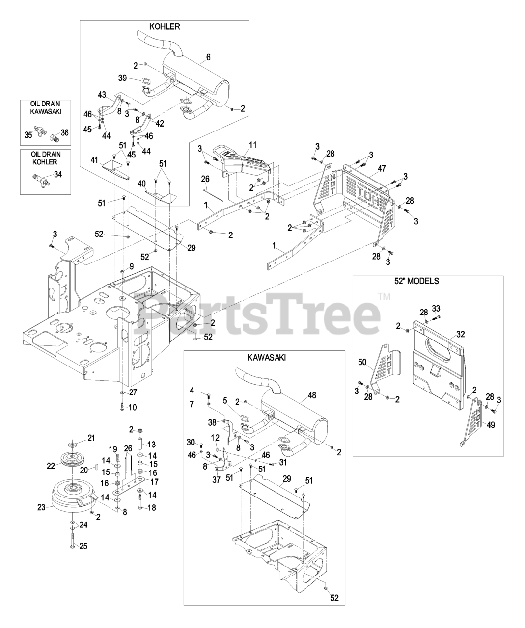 Exmark LHP5223KC Exmark 52 Lazer Z HP Zero Turn Mower 23hp Kohler SN 440000 509999 2004 Engine Group Parts Lookup with Diagrams PartsTree