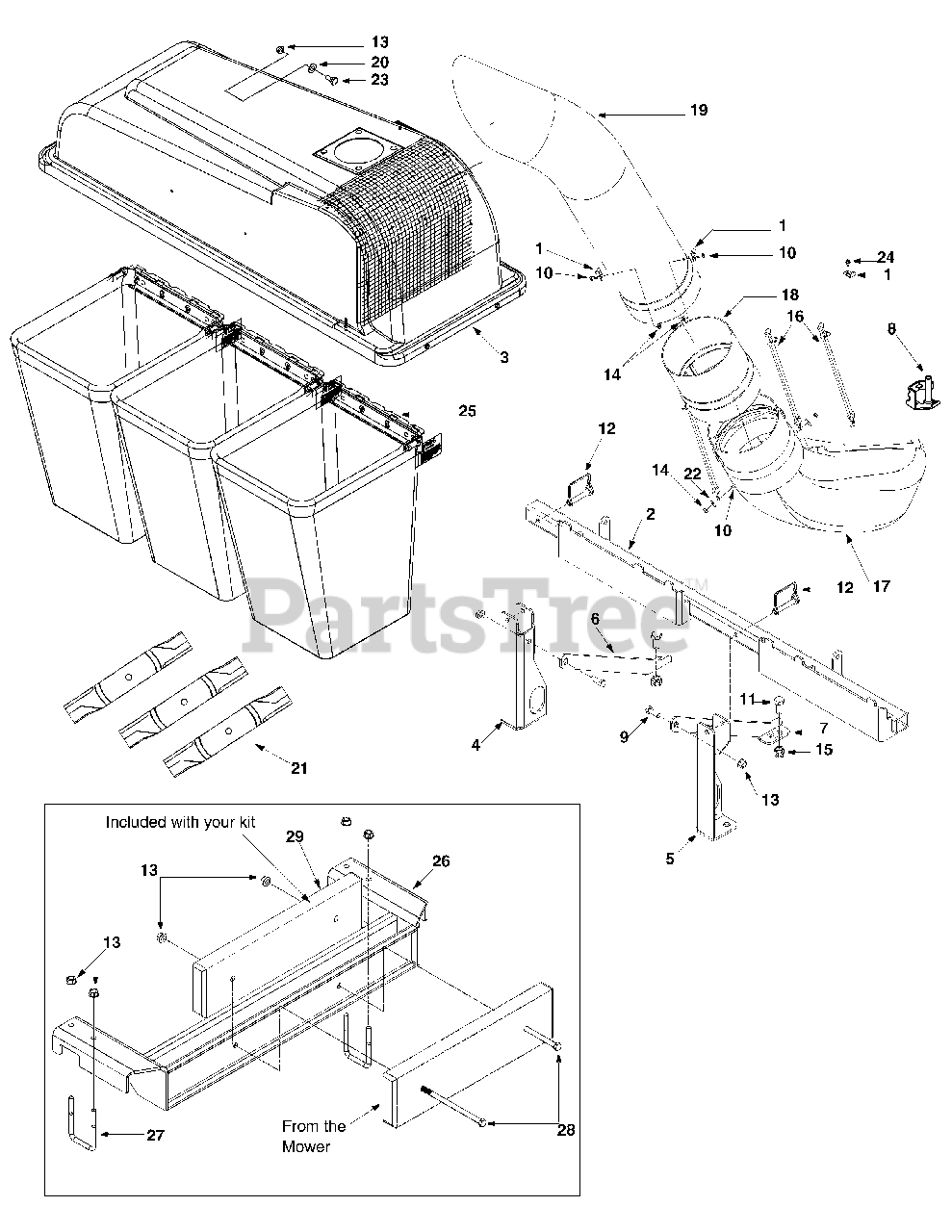 Cub Cadet 848 (590848) Cub Cadet Rear Triple Bagger General Assembly