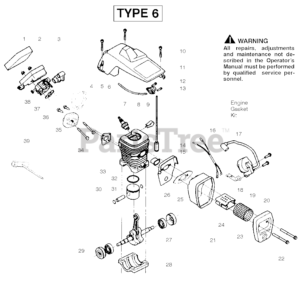 Poulan 2150 PR - Poulan Chainsaw, Type 6 (2006-11) Engine - Type 6 ...