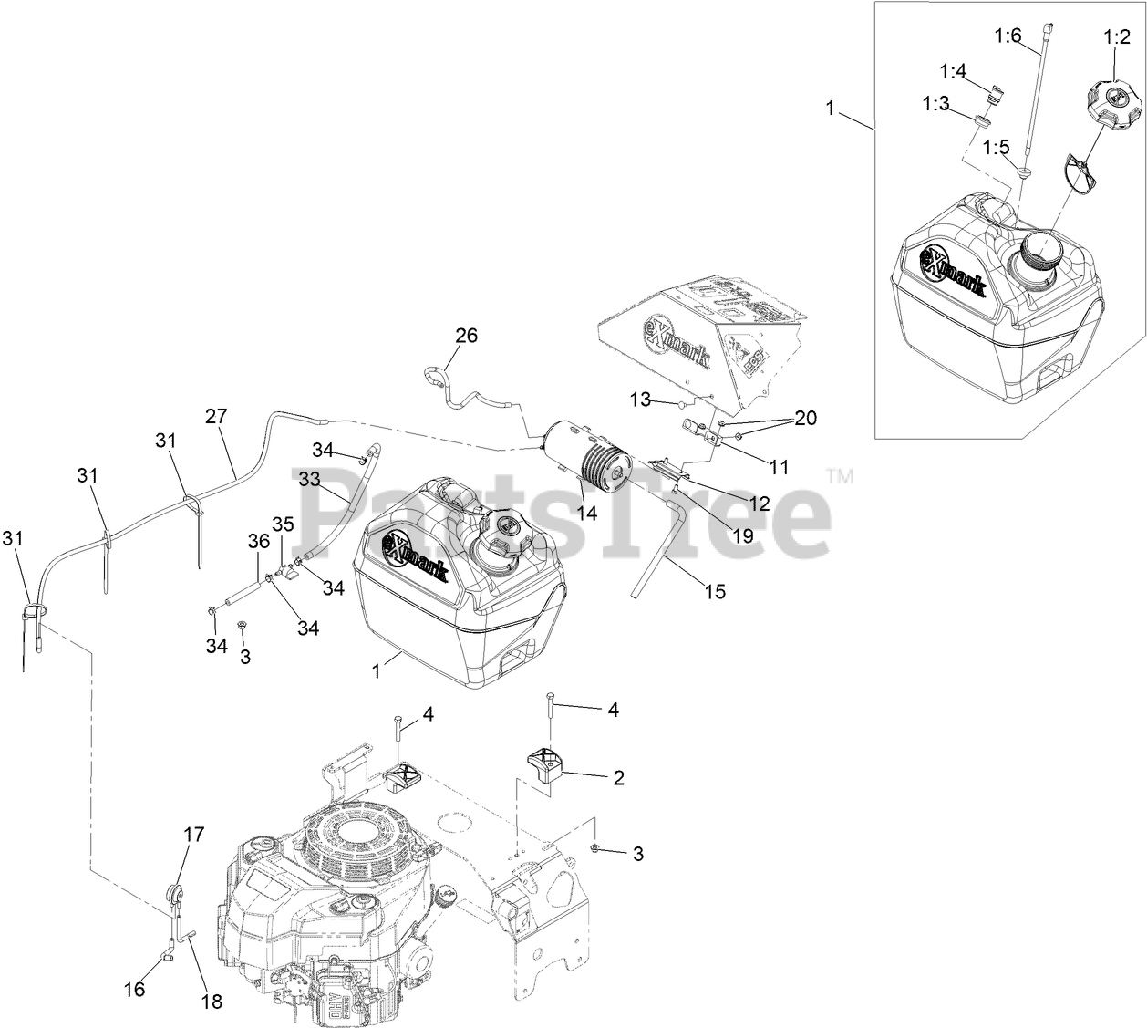Exmark TTS481CKA36300 Exmark 36" Turf Tracer SSeries WalkBehind