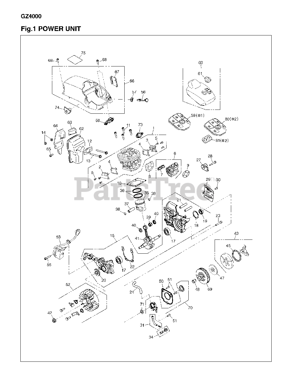 RedMax GZ 4000 - RedMax Chainsaw (2010-01) 002 - POWER UNIT-FIG 1 Parts