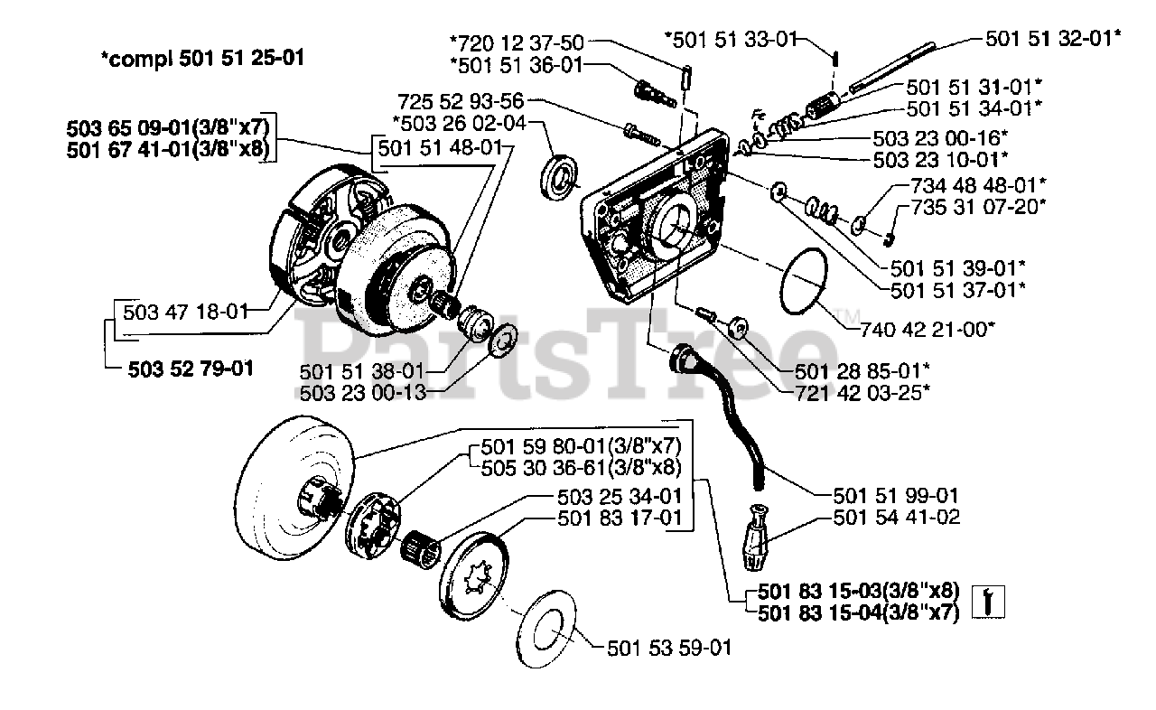 Husqvarna 272 XP Husqvarna Chainsaw (199701) Oil Pump/Clutch Parts