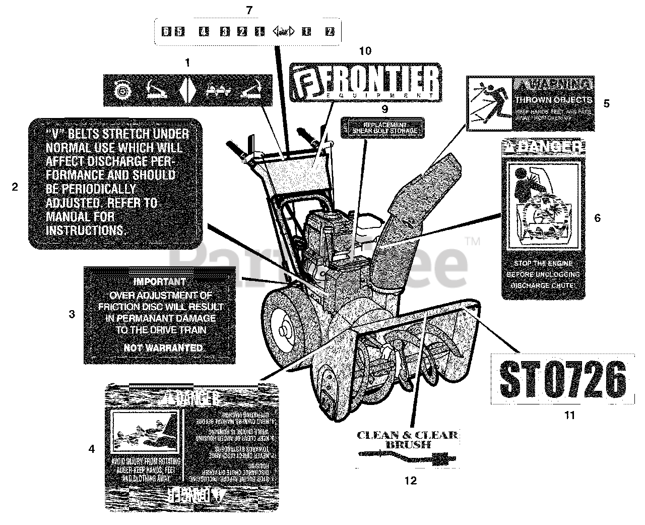 Frontier ST0726 (626750x16B) Frontier 26" Snow Thrower (2004) Decals