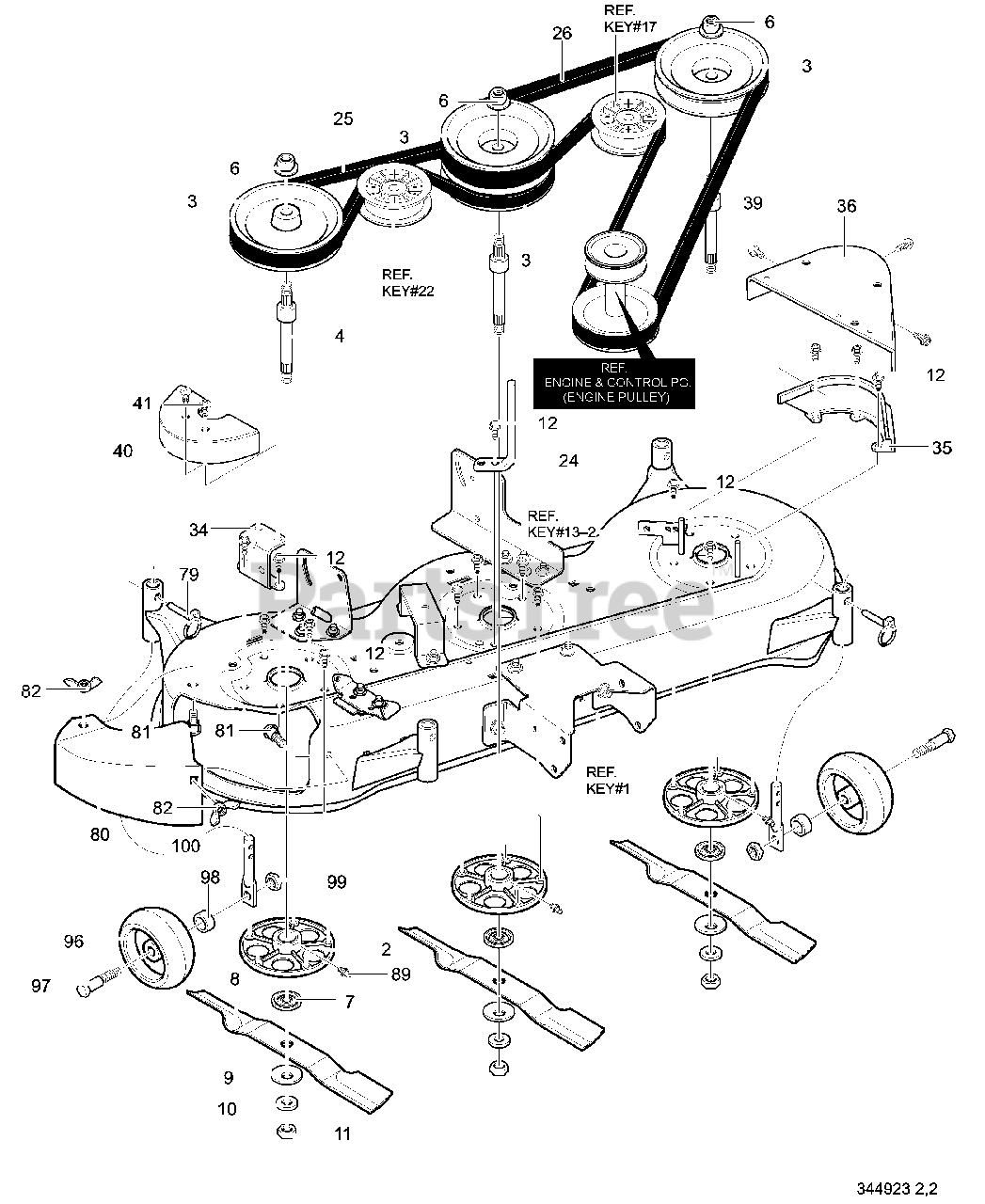 Murray 46580x8A Murray 46" Lawn Tractor (1999) Deck Assembly (part 3