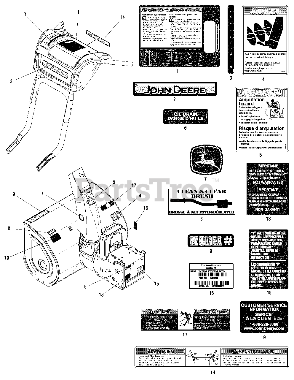 John Deere 1130 SE (1695442) John Deere 30" Snow Thrower (2008) Decal