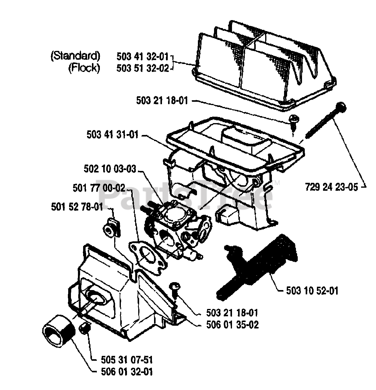 Husqvarna 45 Husqvarna Chainsaw 1987 01 Air Filter Carburetor Parts