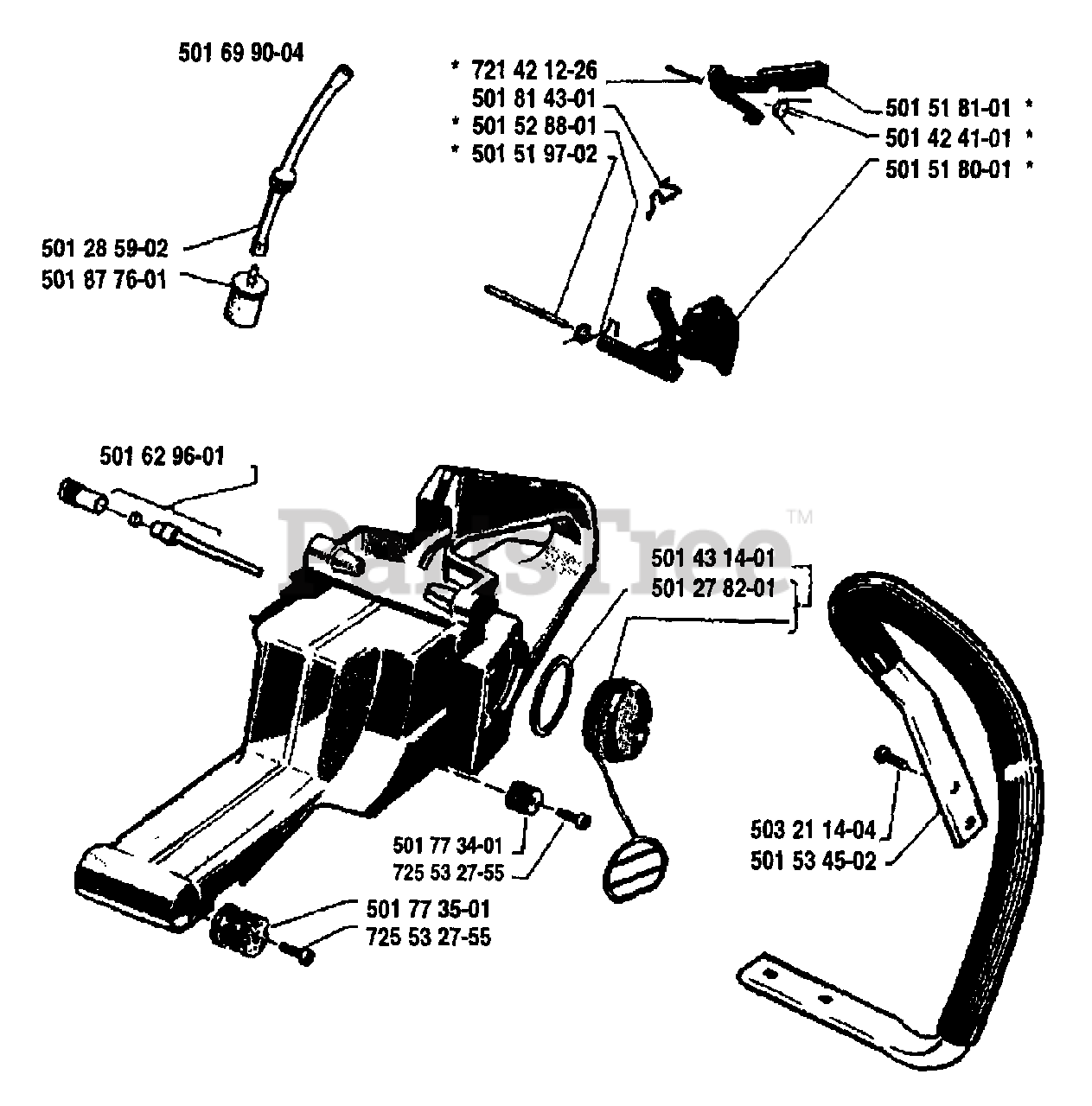 Husqvarna 61 Husqvarna Chainsaw (198410) Front / Handle Parts Lookup