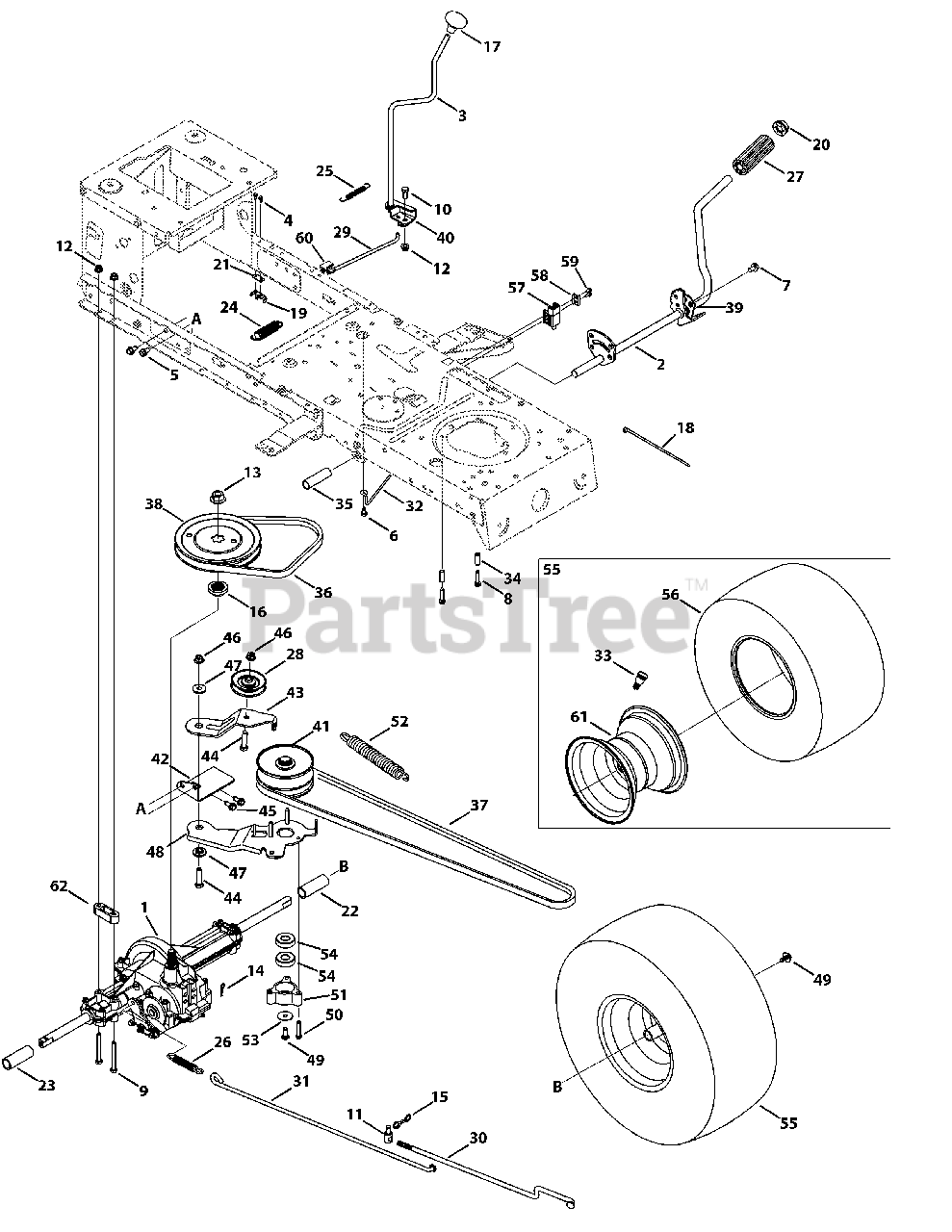 Troy Bilt 13WM77KS011 Troy Bilt Pony Lawn Tractor 2014 Transmission Drive Assembly Parts Lookup with Diagrams PartsTree
