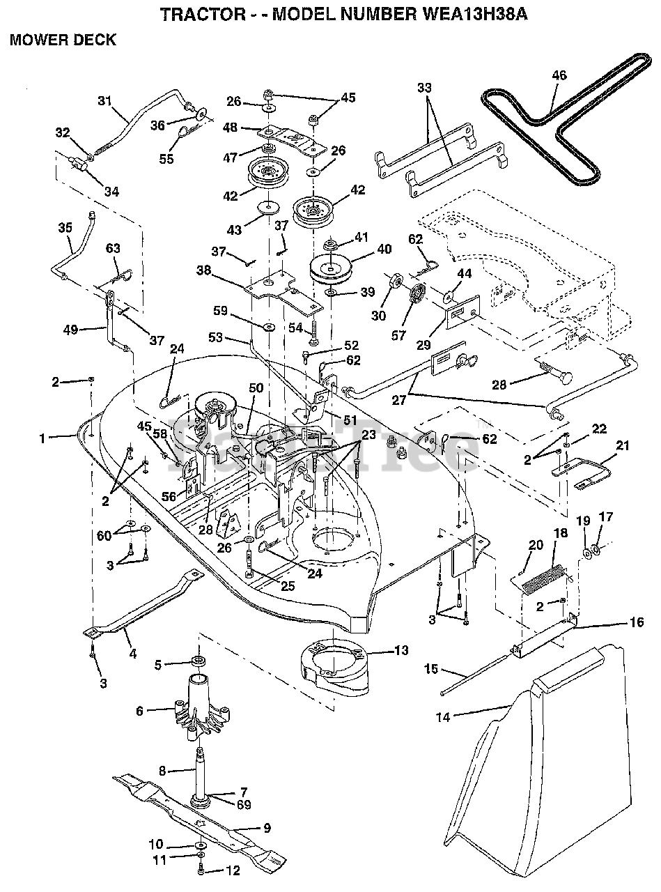 42 weed eater lawn mower parts diagram