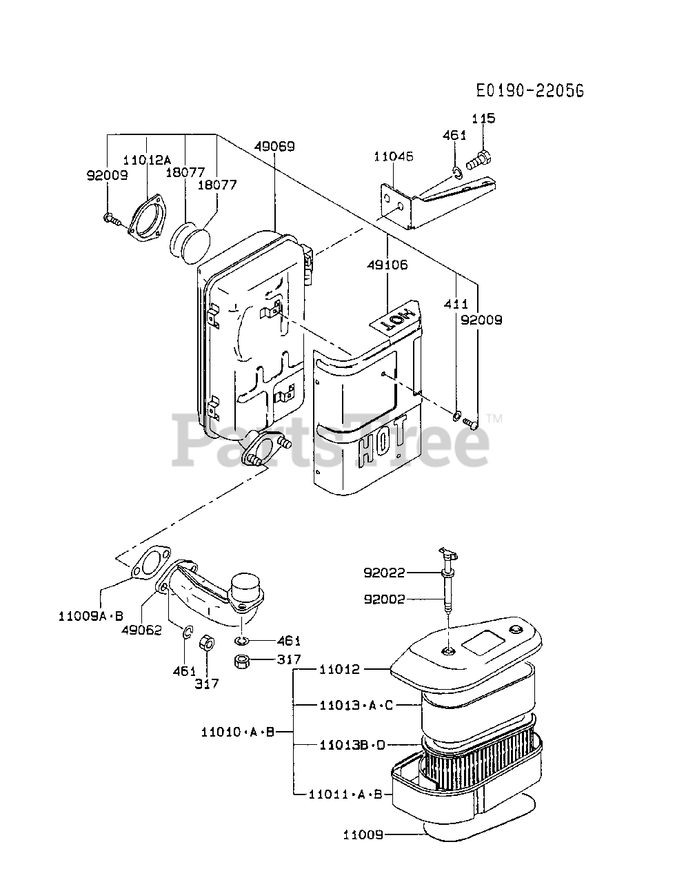 Kawasaki Fc4v As07 Kawasaki Engine Air Filter Muffler Parts Lookup With Diagrams Partstree