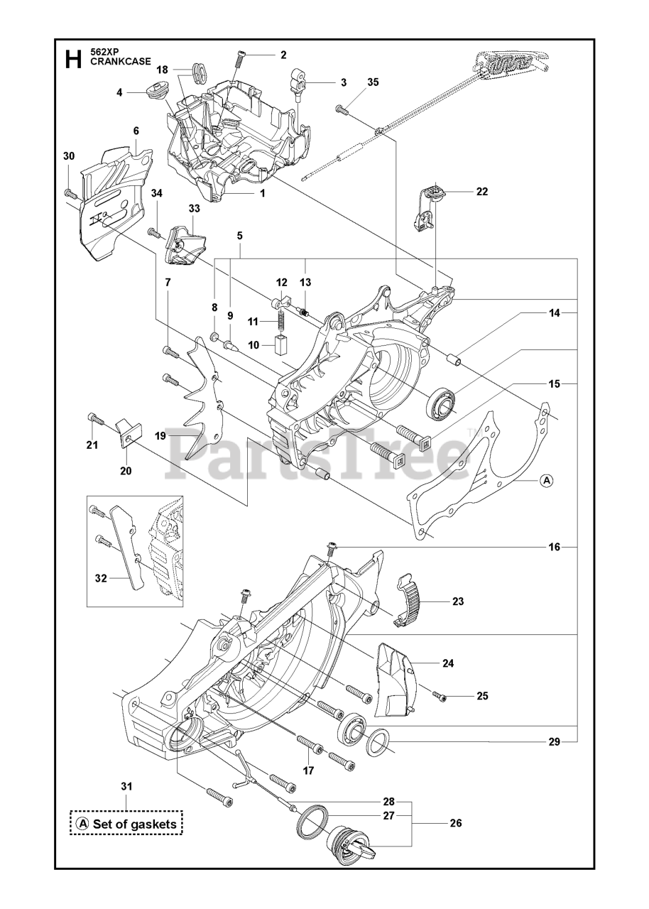 Husqvarna 562 XP/XPG Husqvarna Chainsaw CRANKCASE Parts Lookup with