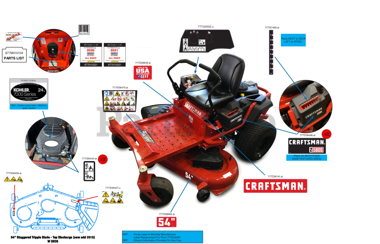 Craftsman Z 5800 CMXGNAM211704 17ARFACW093 Craftsman 54