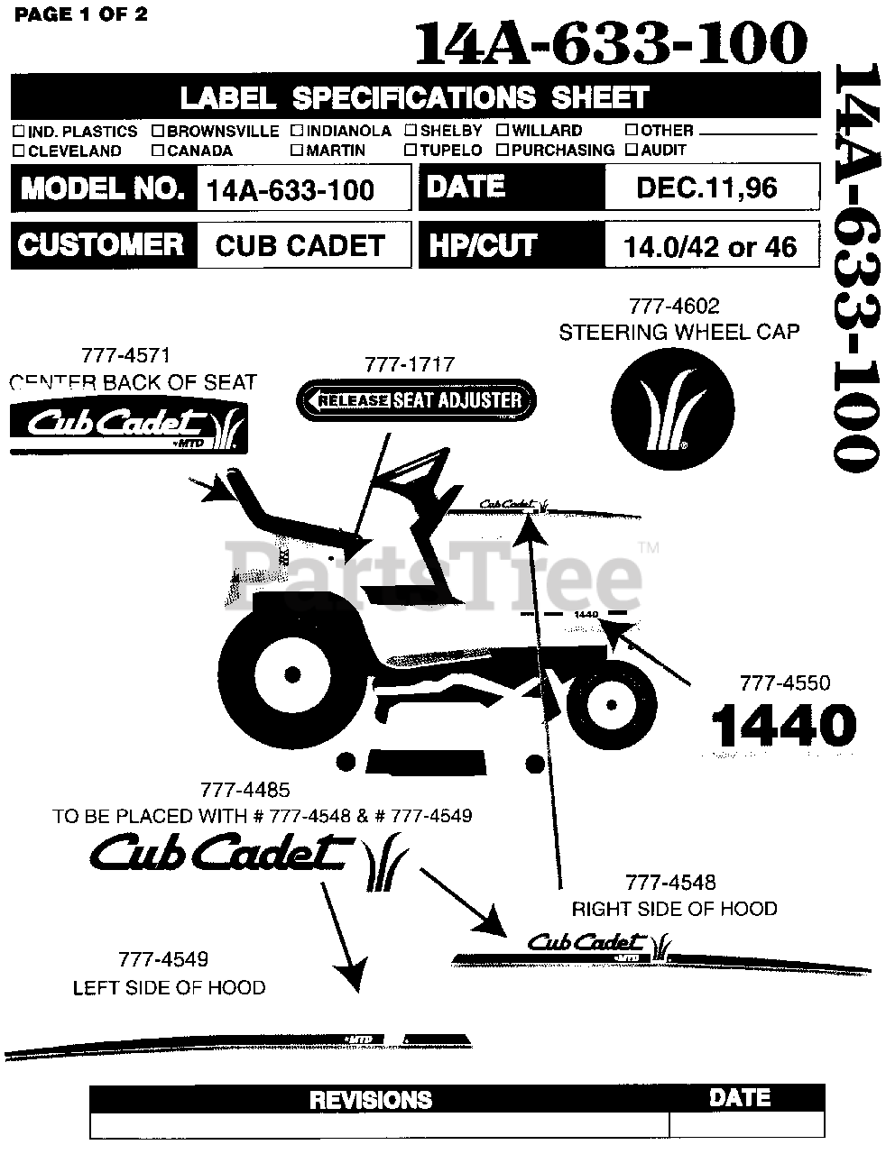 Cub Cadet 1440  144-633-100