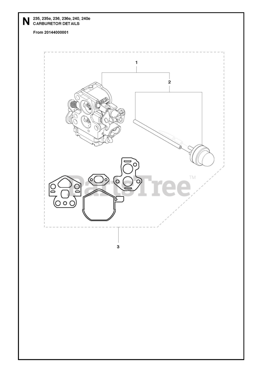 Husqvarna 240 e Husqvarna Chainsaw CARBURETOR DETAILS Parts Lookup