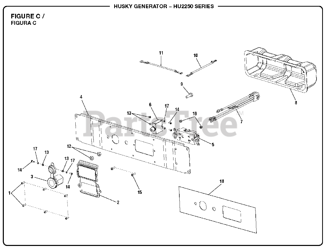 Husky HU 2250 Husky Portable Generator Figure C Parts Lookup with