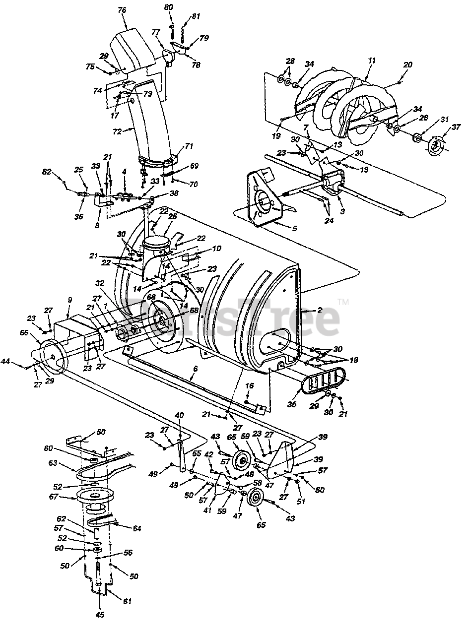 MTD 190-621-000 - MTD Snow Thrower Attachment (1996) Gear And Crank