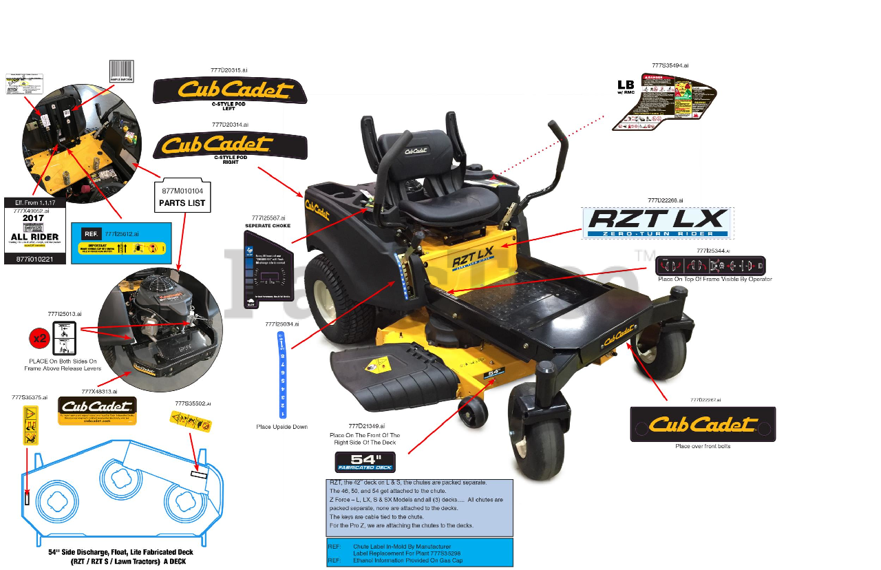 Cub Cadet RZTLX 54 KW FAB (17AICAXA010) Cub Cadet 54" RZT ZeroTurn