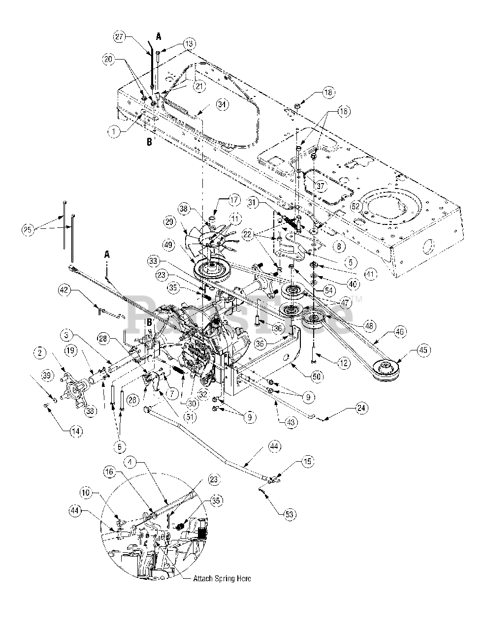 Cub Cadet Parts on the Drive System 1I146H & after Diagram for LT 1042