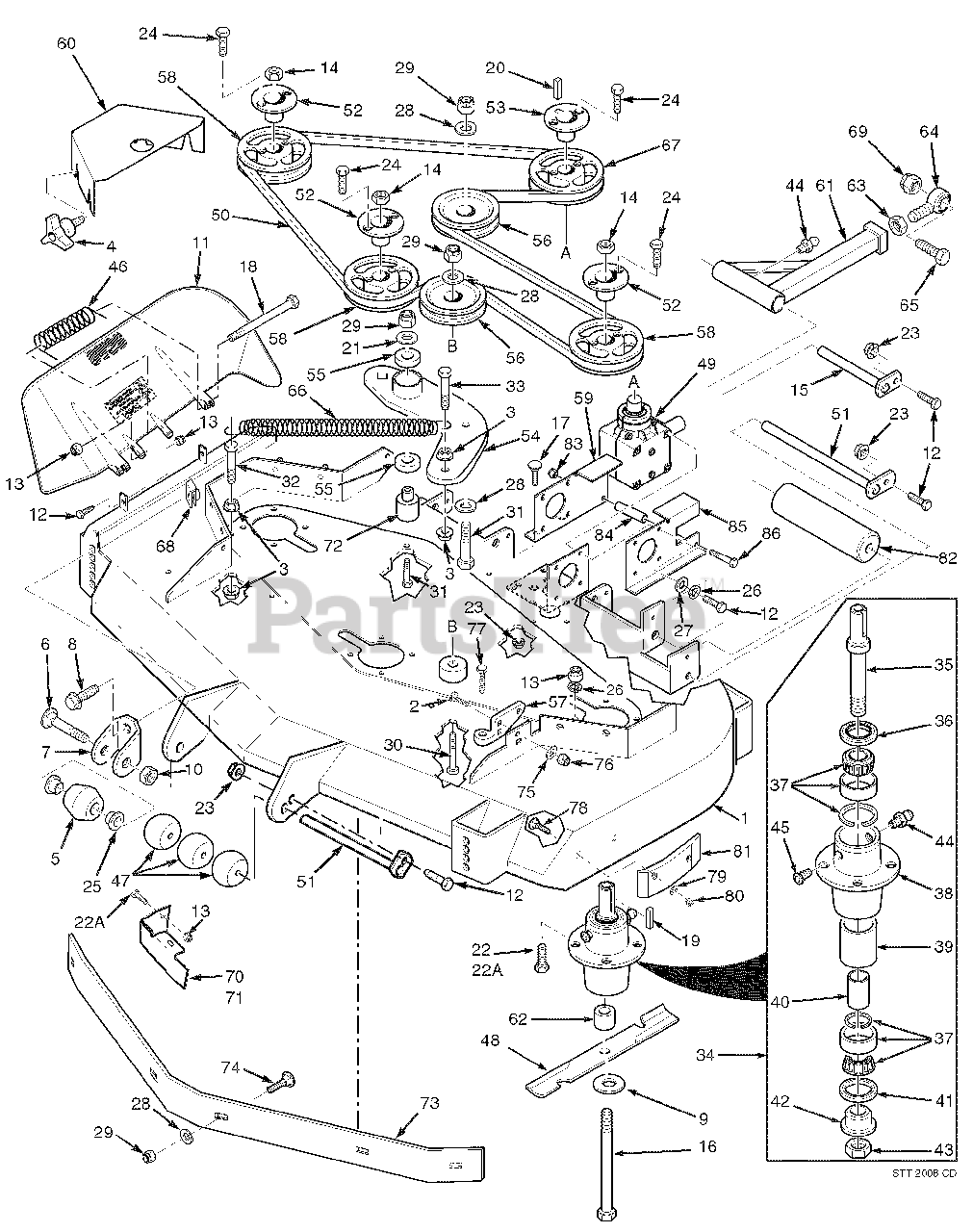 Scag STT61V 27KA Scag Turf Tiger 61 Zero Turn Mower 27hp Kawasaki SN D7600001 D7699999 52V 61V Cutter Decks Parts Lookup with Diagrams PartsTree